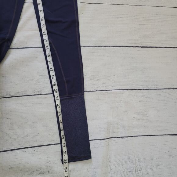 Athleta Size S Navy Mixed Fabric Ankle Warmer Leggings Gym Workout Yoga - Picture 4 of 7